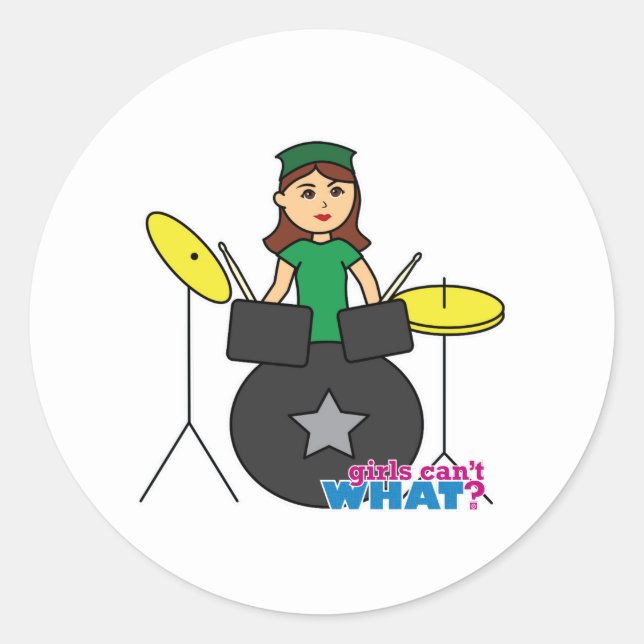 Pegatina Redonda ¿Los chicas no pueden QUÉ? Diseño personalizado Co (Anverso)