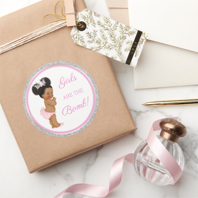 Pegatina Redonda ¡Los chicas son la bomba! Regalo De Baño Etc Plata (Regalar)