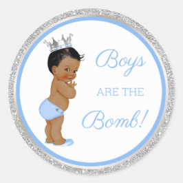 Pegatina Redonda ¡Los chicos son la bomba! Bath Gift Etc Blue Silve