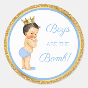 Pegatina Redonda ¡Los chicos son la bomba! Regalo de baño Etc Azul