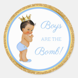 Pegatina Redonda ¡Los chicos son la bomba! Regalo de baño Etc Azul