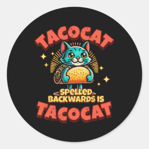 Pegatina Redonda Los Ckwards De Tacocat Retro Son Taco Cat Tee1