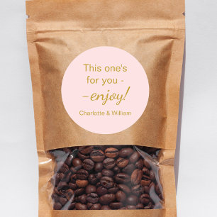 Pegatina Redonda Los clientes favorecen al boda de oro rosa