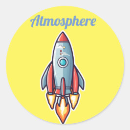 Pegatina Redonda Los cohetes van a la atmósfera
