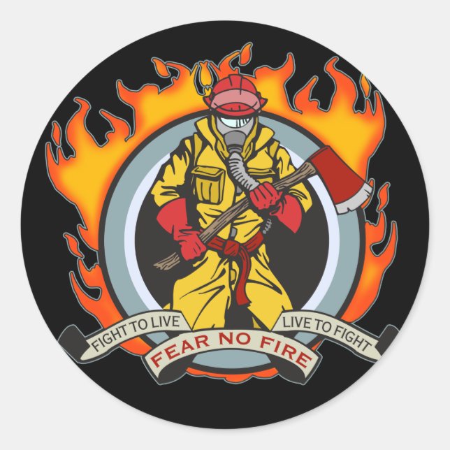 Pegatina Redonda Los Combatientes Del Fuego No Temen Fuego (Anverso)