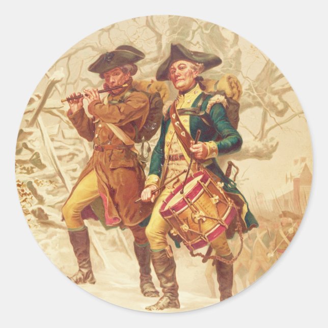 Pegatina Redonda Los continentes de Frank Blackwell Mayer 1875 (Anverso)