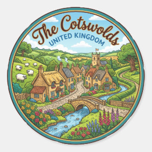 Pegatina Redonda Los Cotswolds Reino Unido