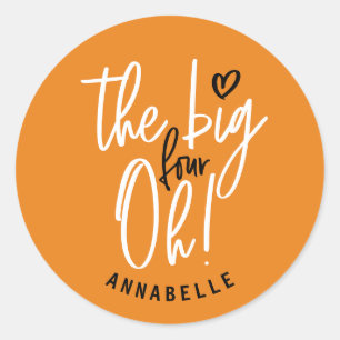 Pegatina Redonda ¡Los cuatro grandes, oh! Regalo de la fiesta de c