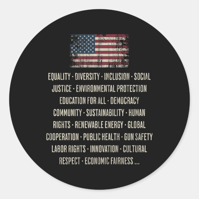 Pegatina Redonda Los demócratas valoran la igualdad la diversidad l (Anverso)
