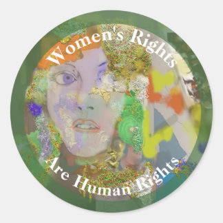 Pegatina Redonda Los derechos de la mujer son un dibujo de los dere