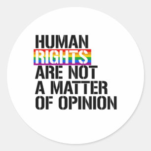 Pegatina Redonda Los Derechos Humanos No Son Cuestión de Opinión