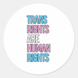 Pegatina Redonda Los derechos trans son derechos humanos - colores 
