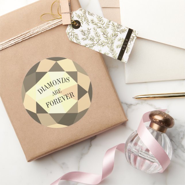 Pegatina Redonda Los diamantes son para siempre elegantes pegatinas (Regalar)