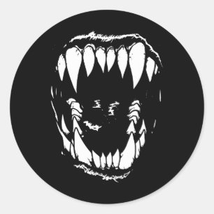 Pegatina Redonda Los dientes de vampiro abangs Horror gótico Grunge