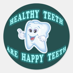 Pegatina Redonda Los dientes sanos son dientes felices