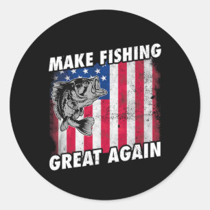 Pegatina Redonda Los divertidos regalos de Trump sobre pesca