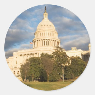 Pegatina Redonda Los E.E.U.U., Washington DC, edificio del