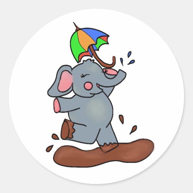 Pegatina Redonda Los elefantes reciben grandes Pegatinas sucios (Anverso)