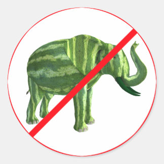 Pegatina Redonda ¡Los elefantes verdes están prohibidos!