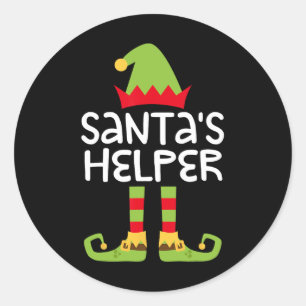 Pegatina Redonda Los elfos de los Navidades de Santa Claus