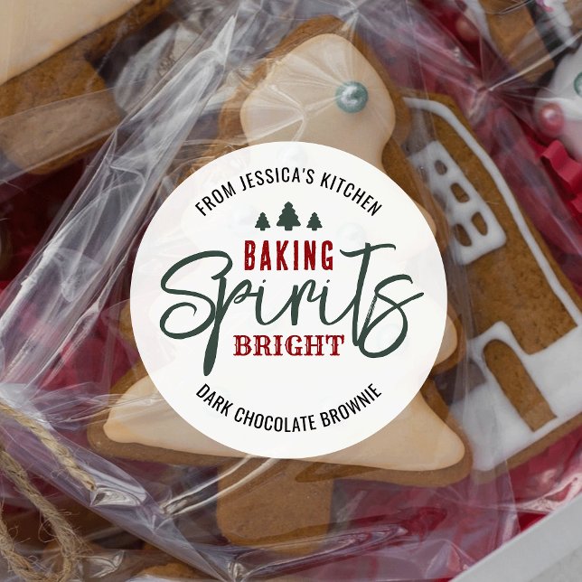 Pegatina Redonda Los espíritus de las vacaciones Navidades brillant (Baking spirits bright labels that are sure to impress with modern holiday design and fun colors)