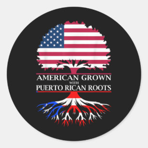 Pegatina Redonda Los estadounidenses crecen con raíces puertorrique