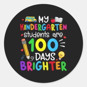 Pegatina Redonda Los estudiantes de guardería son 100 días más bril