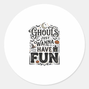 Pegatina Redonda Los fantasmas solo quieren divertirse Diseño vecto