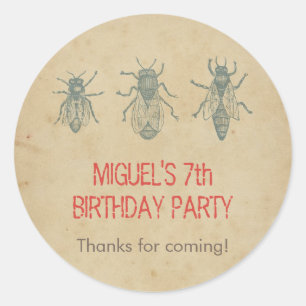 Pegatina Redonda Los favores de la fiesta de cumpleaños de los