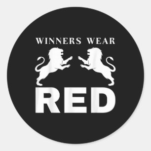 Pegatina Redonda Los ganadores usan el color rojo divertido del jue