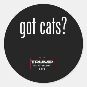 Pegatina Redonda Los gatos comen los perros - Trump hace Mascotas S