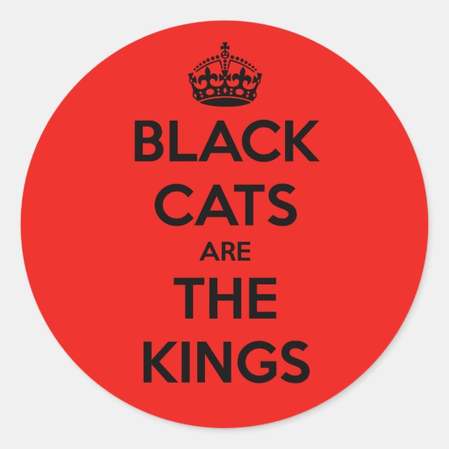 Pegatina Redonda Los gatos negros son el rey (Anverso)