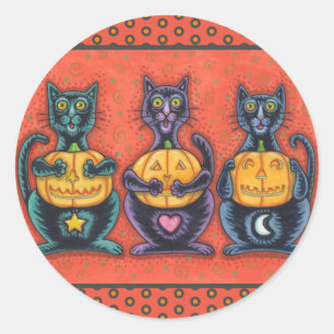 PEGATINA REDONDA LOS GATOS Y JACQUES NEGROS NO VEN FELINES MALOS Y