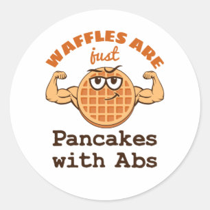 Pegatina Redonda Los gofres son solo panqueques con abs Waffle Love