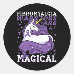Pegatina Redonda Los Guerreros De Fibromialgia Son Amantes Magicos 