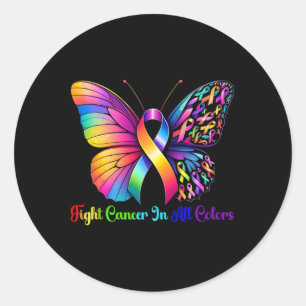 Pegatina Redonda Los Guerreros Luchan Contra El Cáncer En Todas Y C