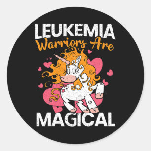 Pegatina Redonda Los guerreros son la magia de la leucemia unicorni