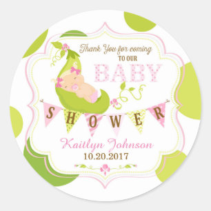 Pegatina Redonda Los guisantes en una niña de la vaina le agradecen