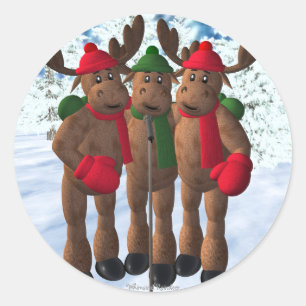 Pegatina Redonda Los hermanos de los alces: Villancico del navidad