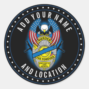 Pegatina Redonda Los héroes viven para siempre insignia del