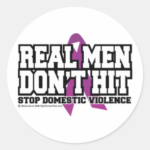 Pegatina Redonda Los hombres de verdad no golpean