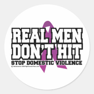 Pegatina Redonda Los hombres de verdad no golpean