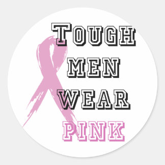 Pegatina Redonda Los hombres duros llevan ropa rosa