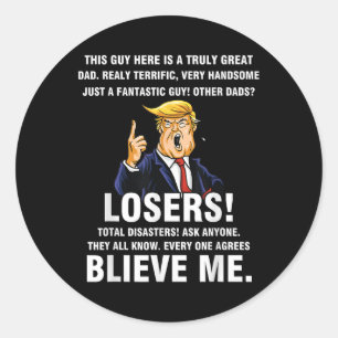 Pegatina Redonda Los hombres grandes papá Donald Trump Meme Papi Fa