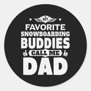 Pegatina Redonda Los hombres mis amigos favoritos de Snowboard me l