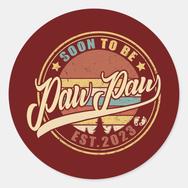 Pegatina Redonda Los hombres pronto serán graciosos para PawPaw 202 (Anverso)