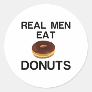 PEGATINA REDONDA LOS HOMBRES REALES COMEN DONUS