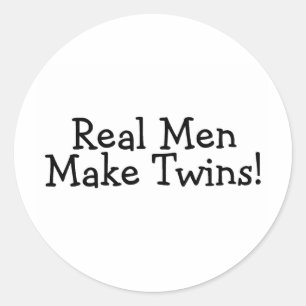 Pegatina Redonda Los hombres reales hacen a los gemelos (el negro)