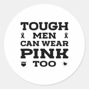Pegatina Redonda Los Hombres Tos Pueden Usar El Pink Para El Cáncer