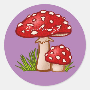 Pegatina Redonda Los hongos rojos de Amanita Thunder_Cove
